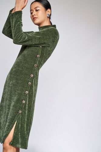 6 - Olive Solid Straight Dress, image 6