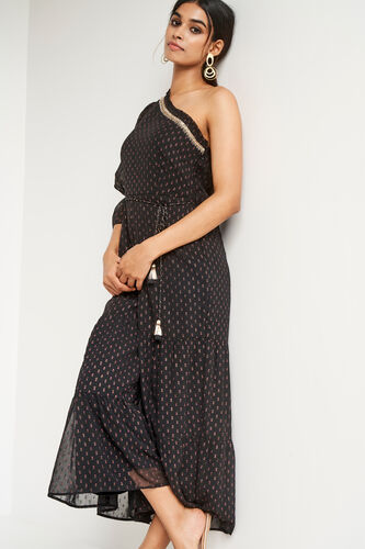 Black Khadi Straight Jump Suit, Black, image 5