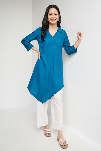 Solid Asymmetric Tunic, Teal, image 1