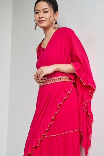 Hot Pink Solid Straight St Saree, Hot Pink, image 6