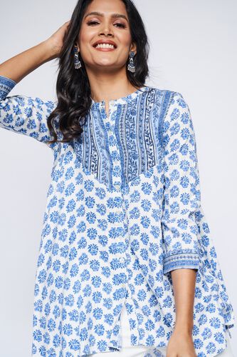 2 - Blue Floral A-Line Tunic, image 2