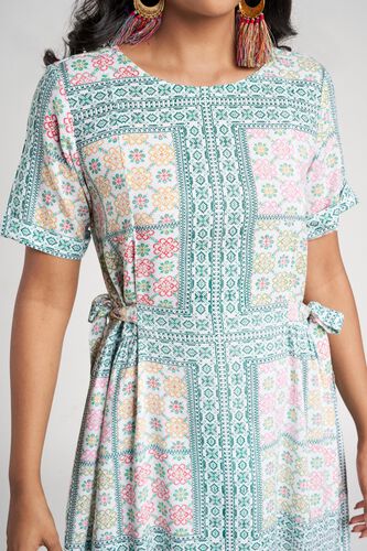 6 - Mint Floral Printed A-Line Dresse, image 6