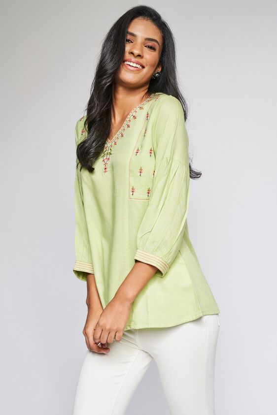 1 - Mint Solid A-Line Top, image 1