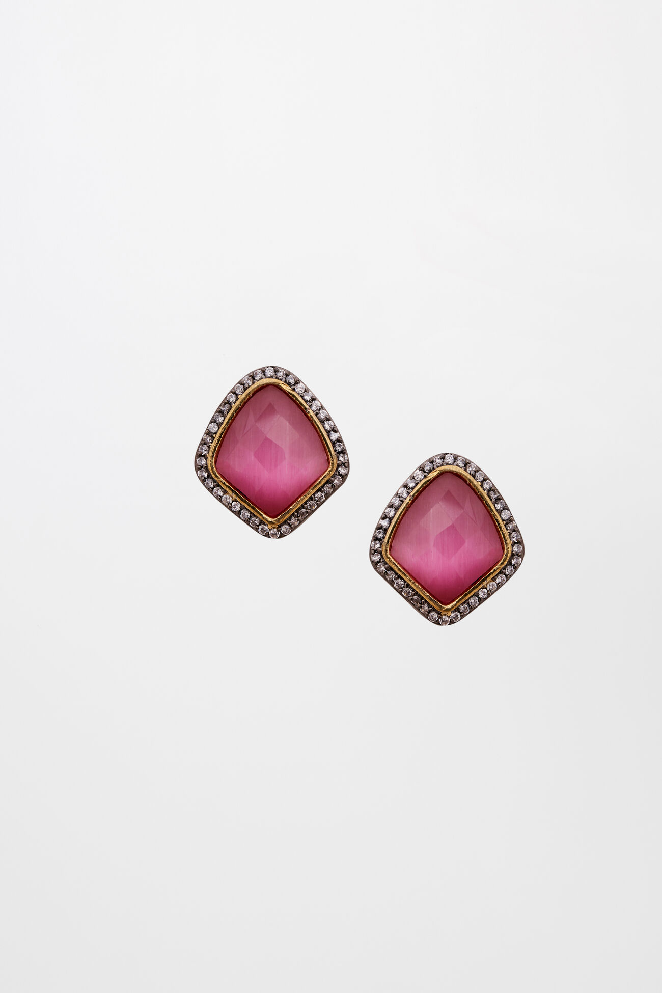 Pink Brass Stone Earring, , image 1