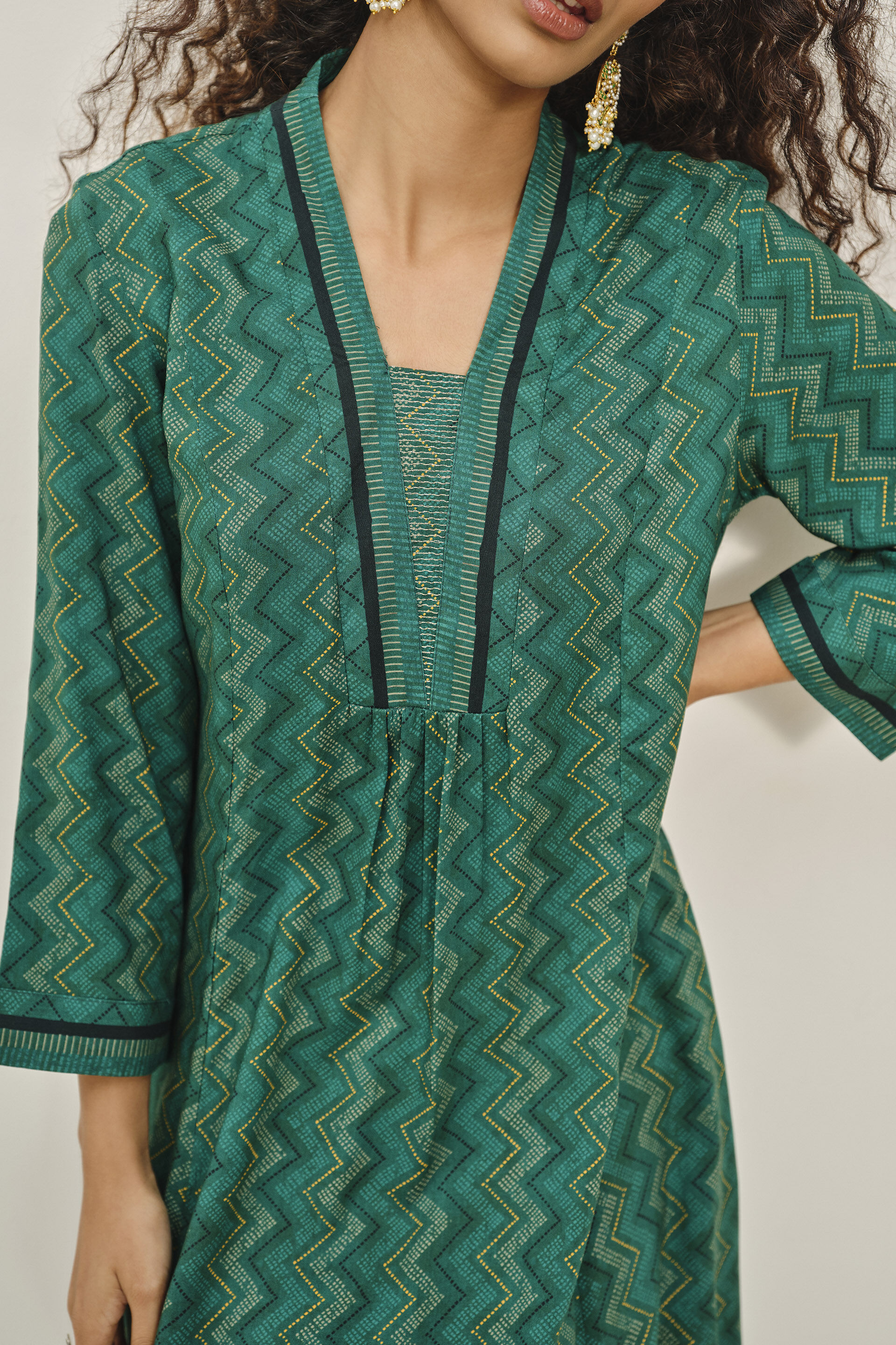 Parna Green Kurta, Teal, image 3