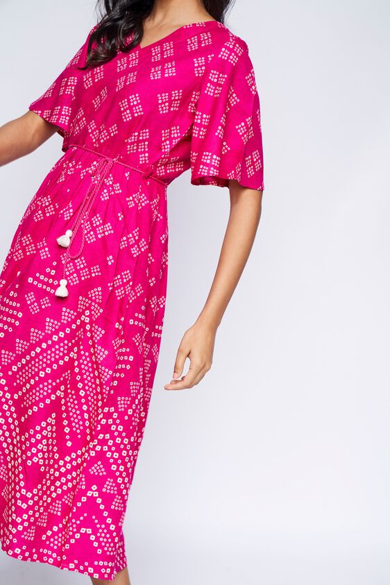 6 - Dark Pink Ethnic Motifs Fit & Flare Dress, image 6