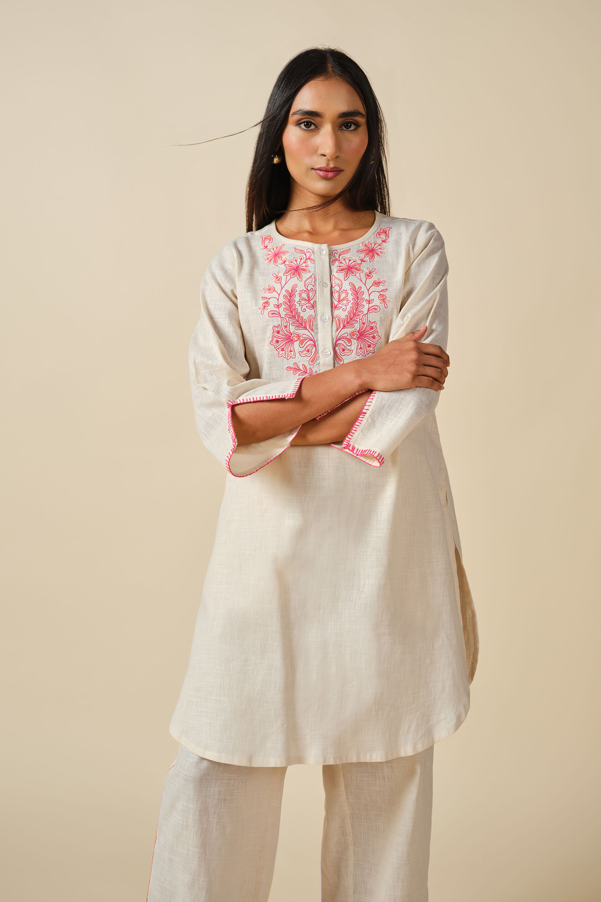 Flower Noor Co-ord, Cream, image 3
