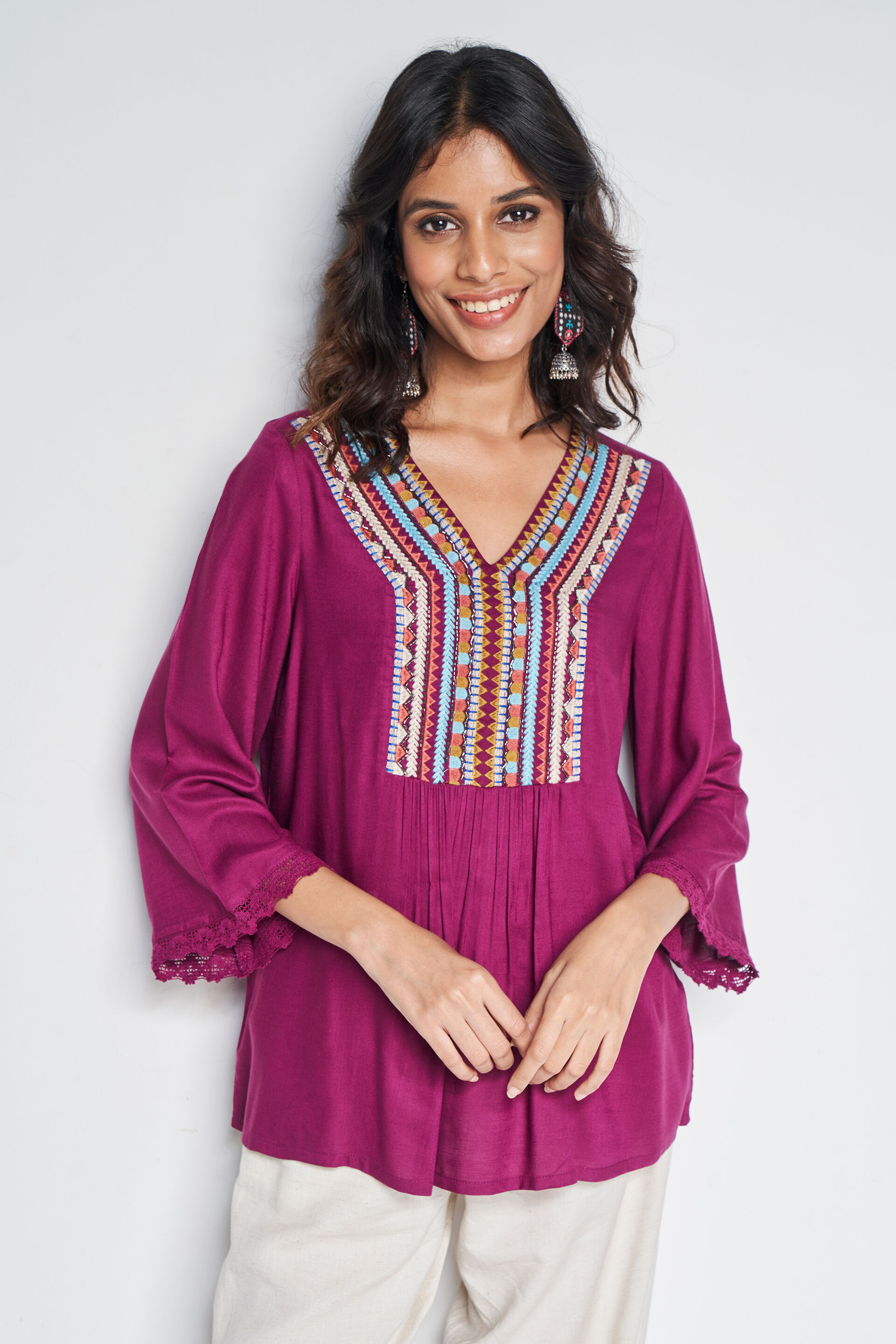 Buy our Wine Solid Straight Top online from globaldesi.in SC