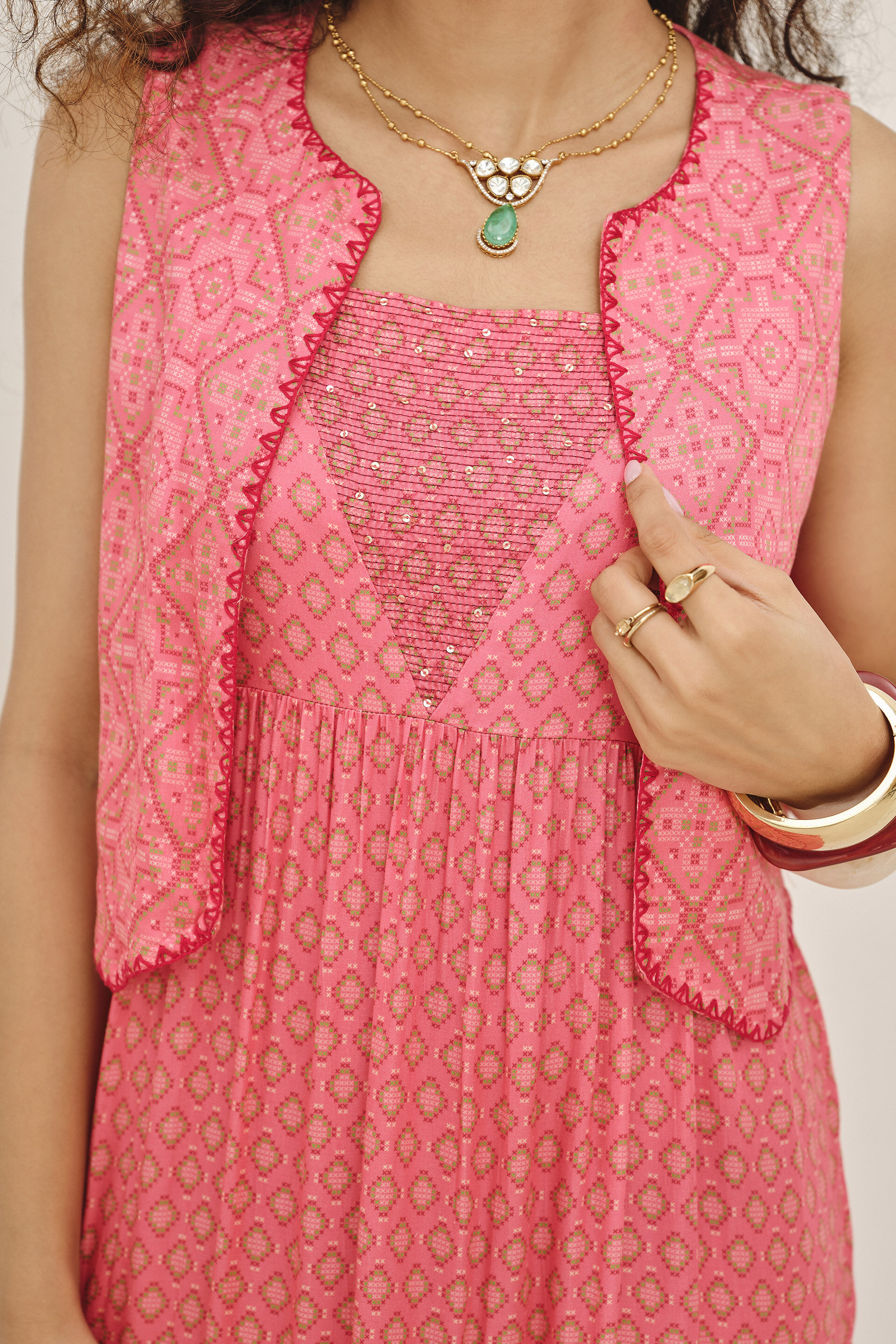 Apsara Coral Maxi Set, Coral, image 3