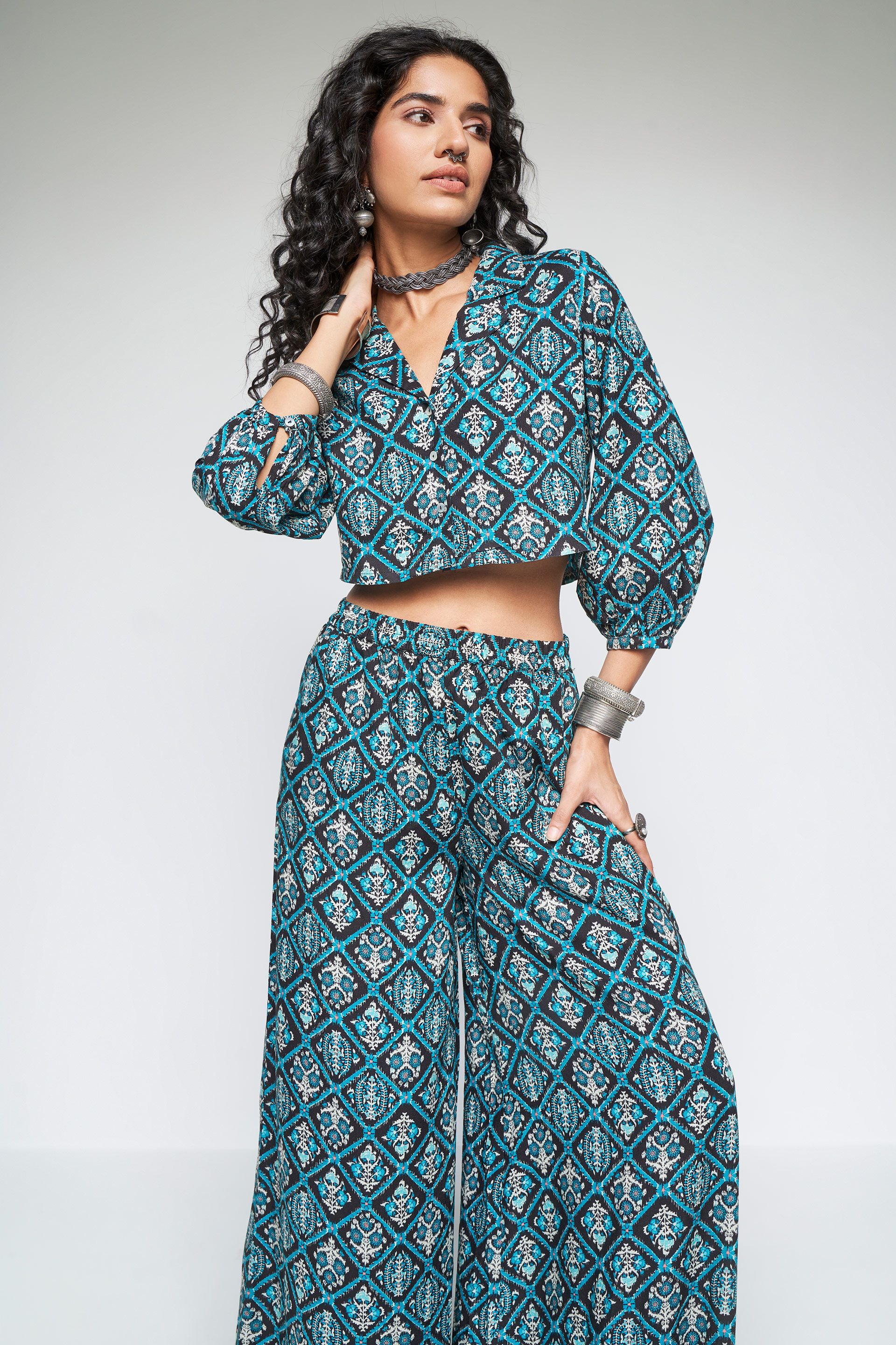 Teal Floral Co-ords Set, Teal, image 4