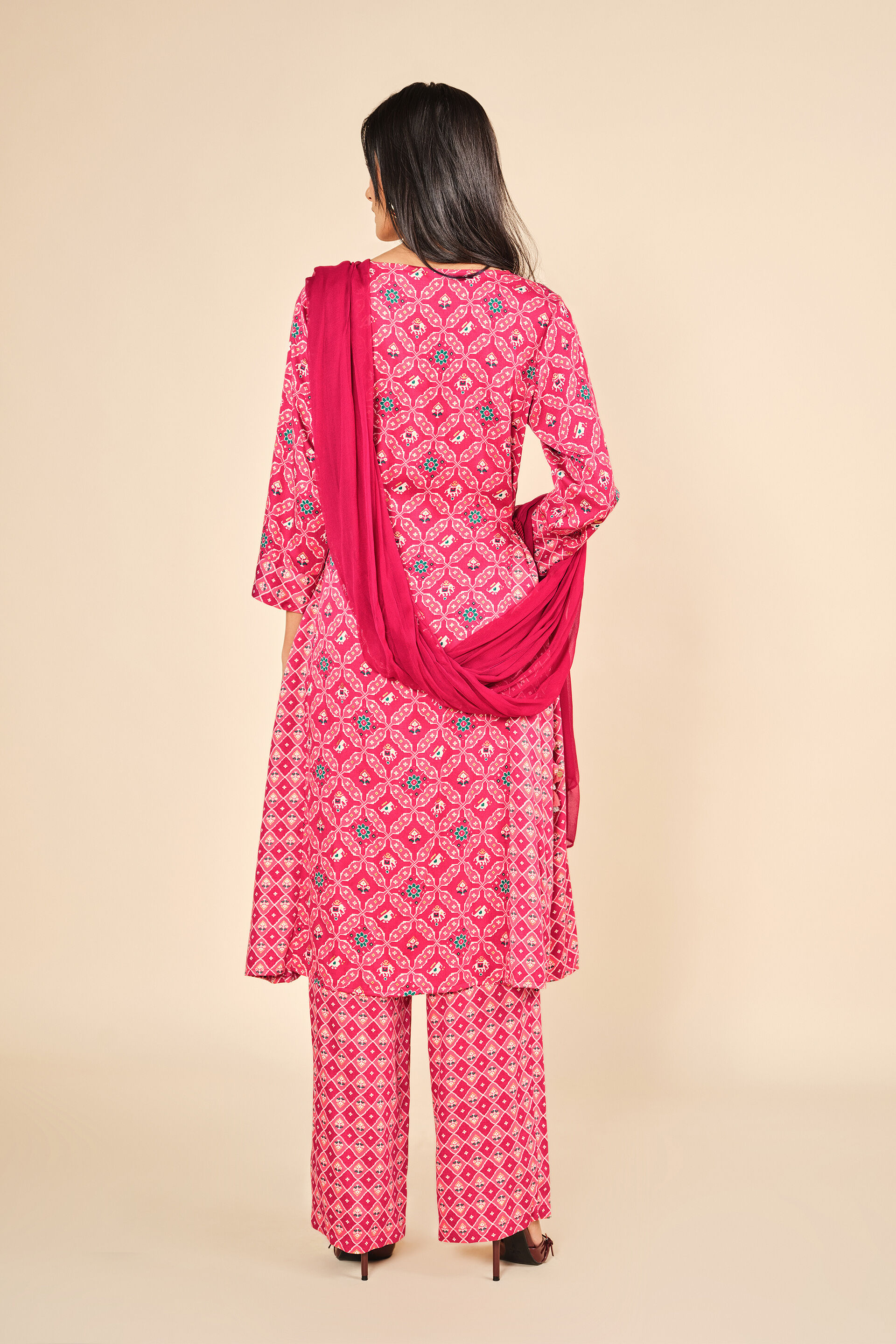 Sangria Kurta Set, Red, image 4