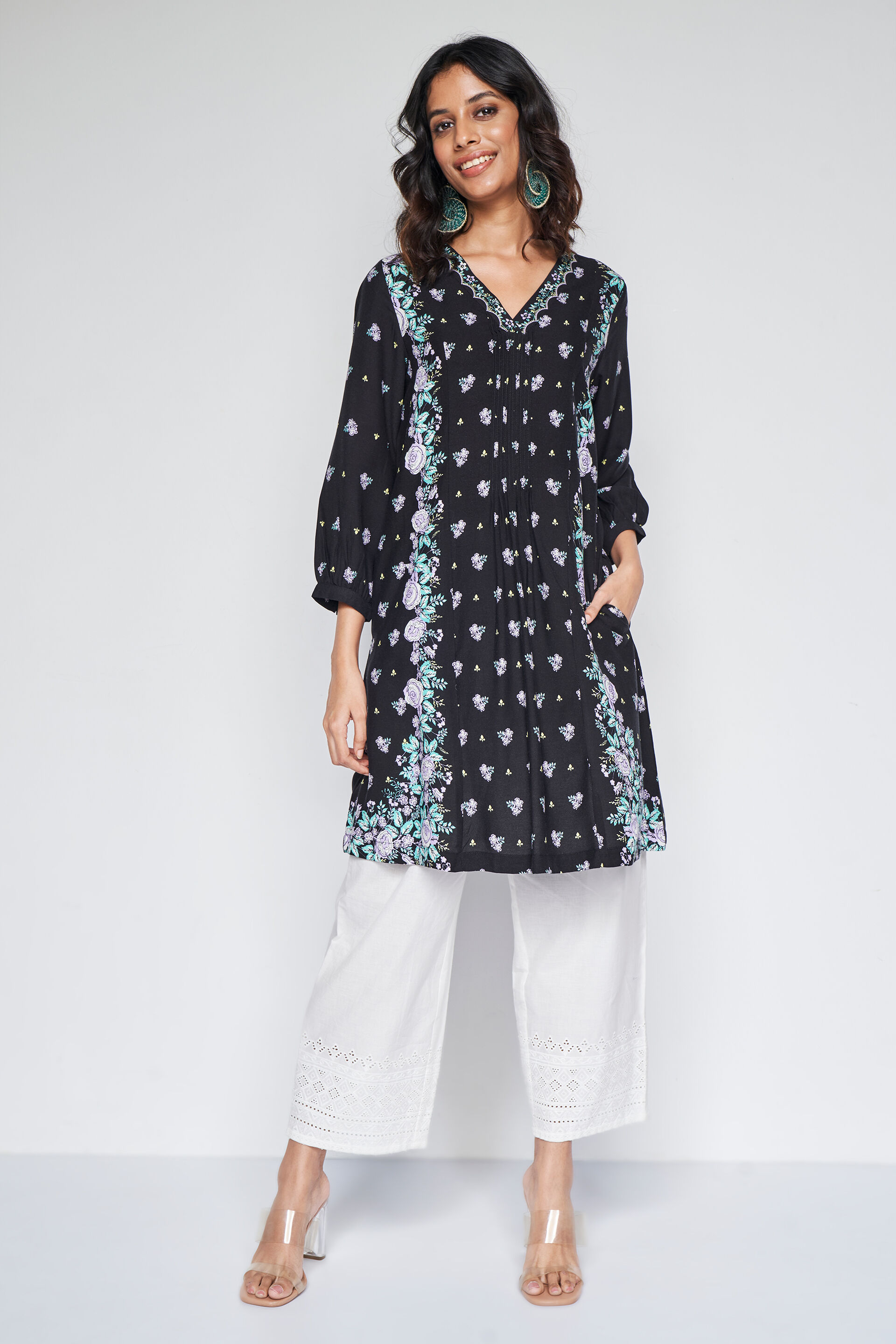 Gulbagh flared tunic, Black, image 3