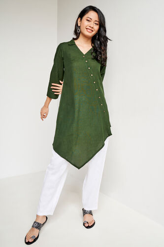 Solid Asymmetric Tunic, Olive, image 2