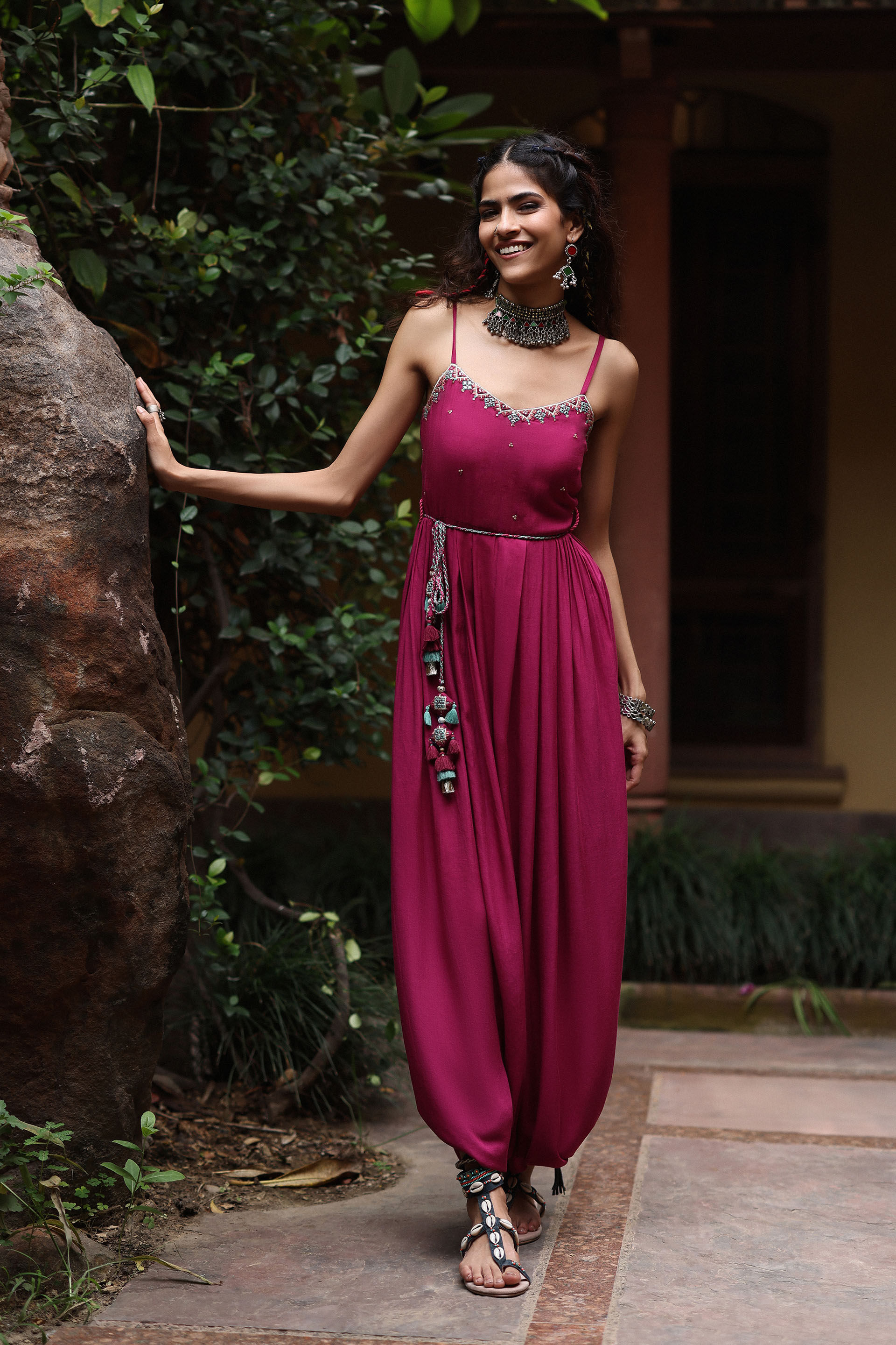 Manmarzi Jumpsuit Set, Wine, image 2