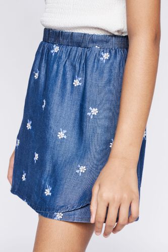 6 - Midnight Blue Embroidered Solid Skirt, image 6