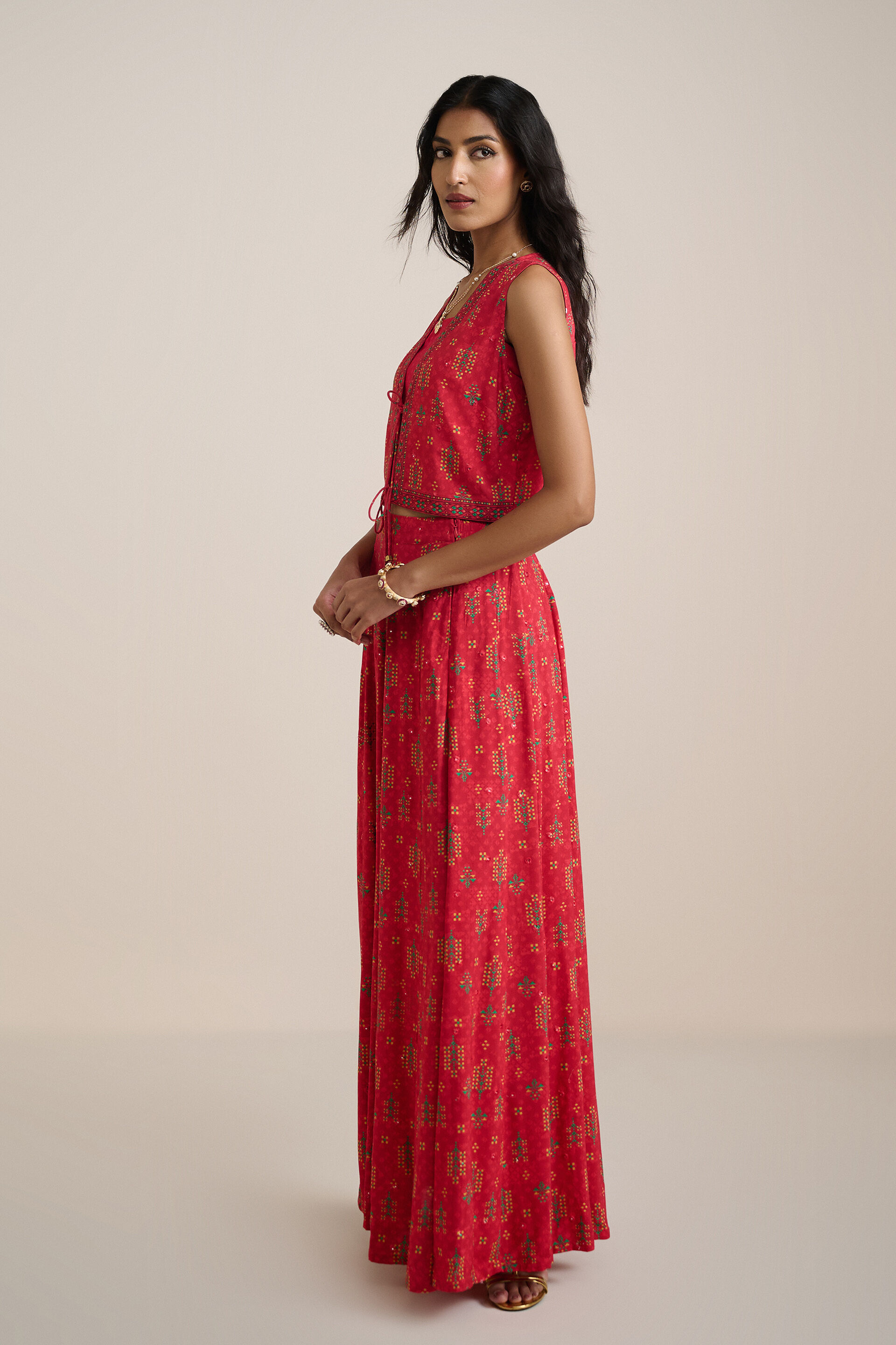 Red Ishq Skirt Set, Red, image 2