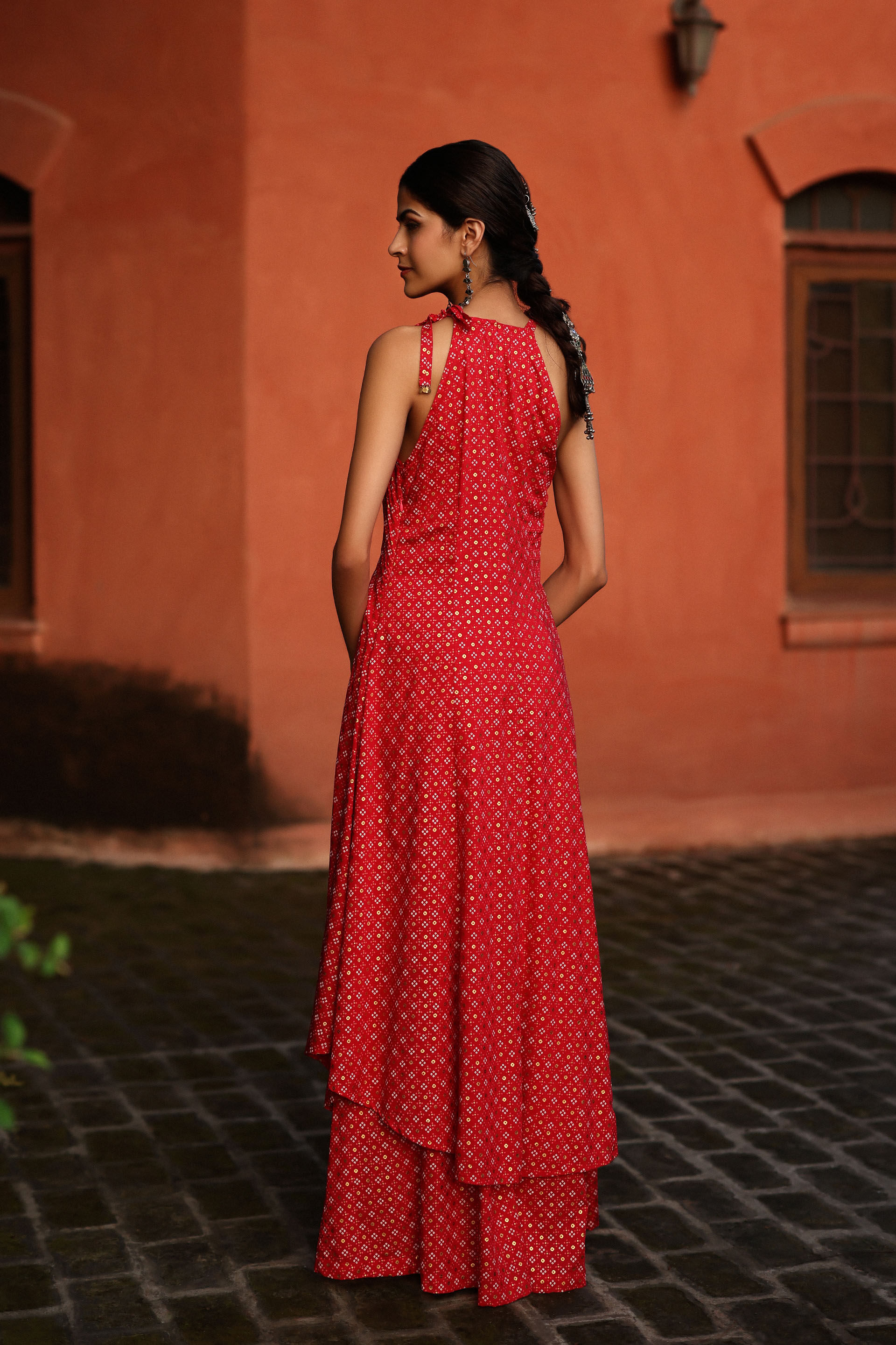 Afreen Kurta Set, Red, image 3