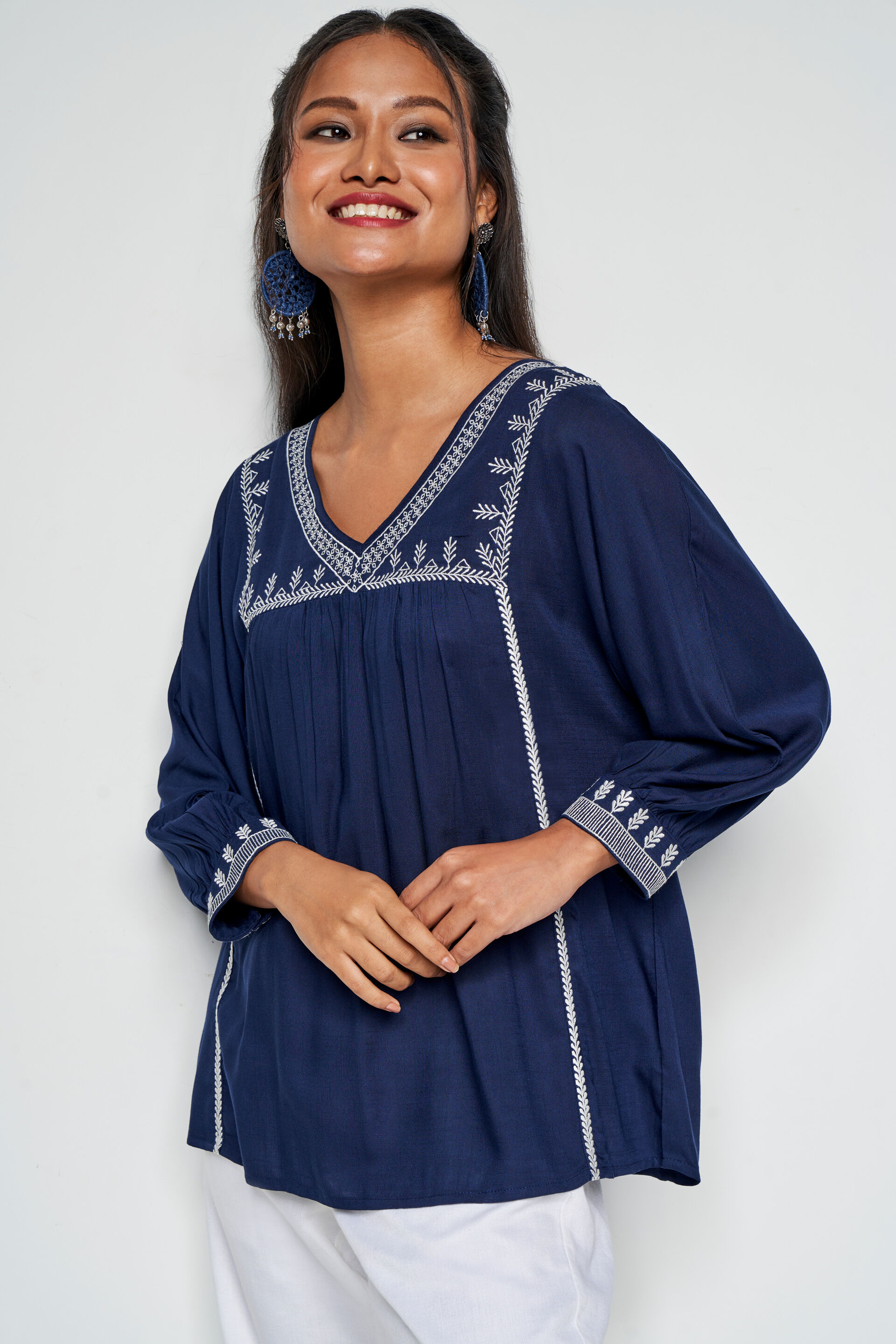 Twilight Waters Blouson Top, Blue, image 5