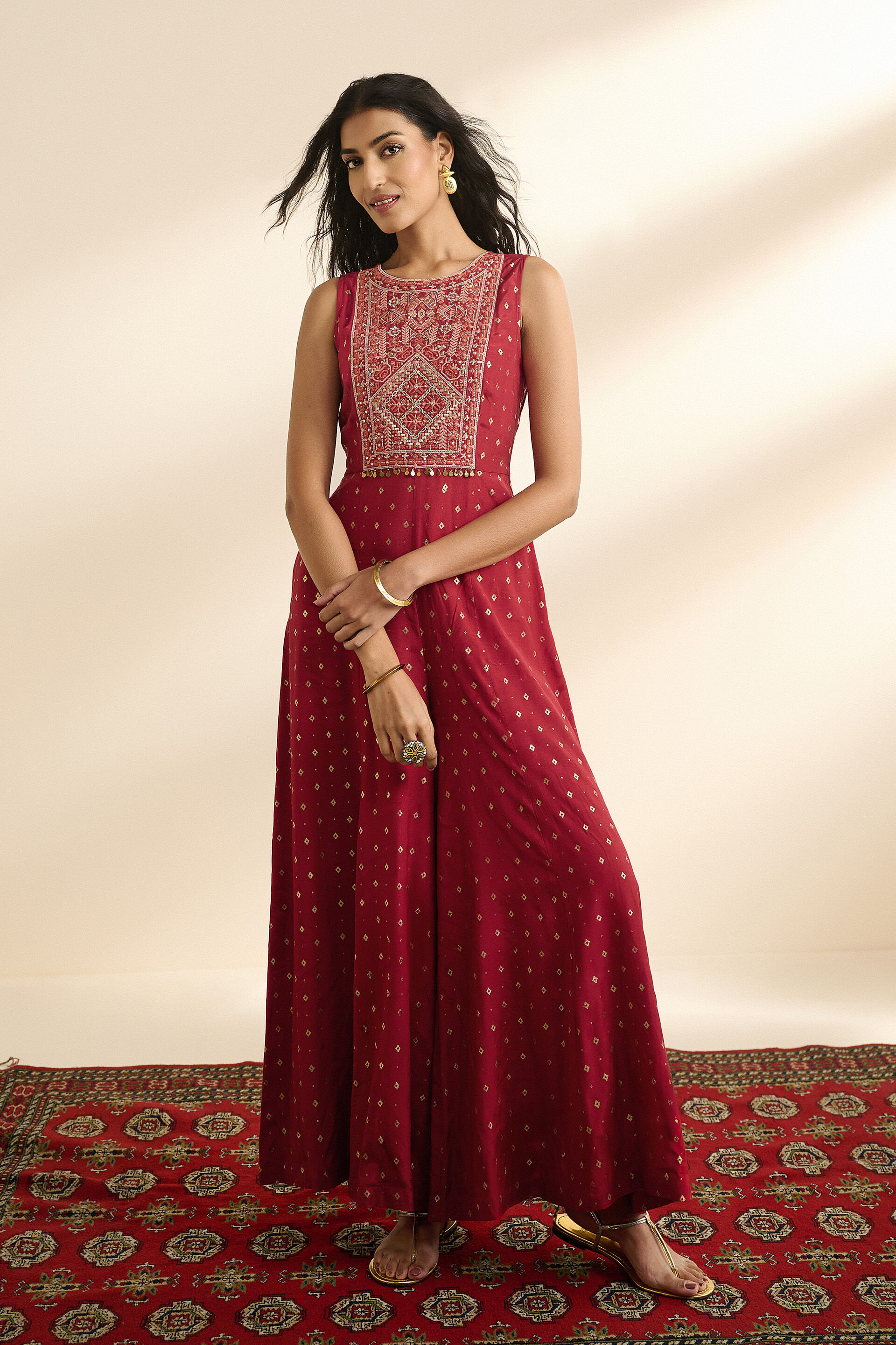 Laal printed Jumpsuit, Red, image 4