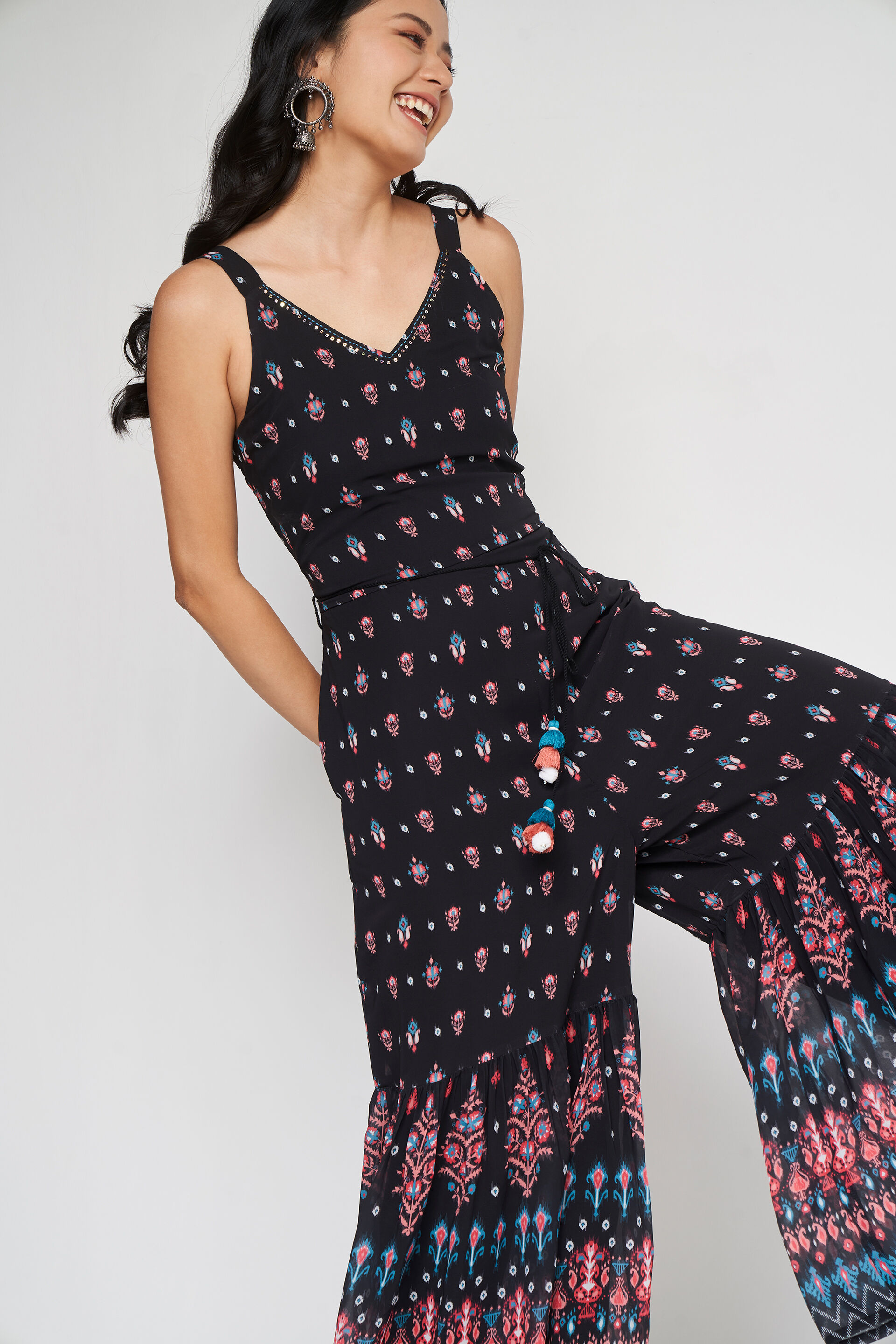 Buy Women Green Bandhani Printed Jumpsuit - Feed-Jumpsuits - Indya