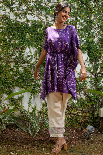 Purple Ethnic Motifs Kaftan Top, Purple