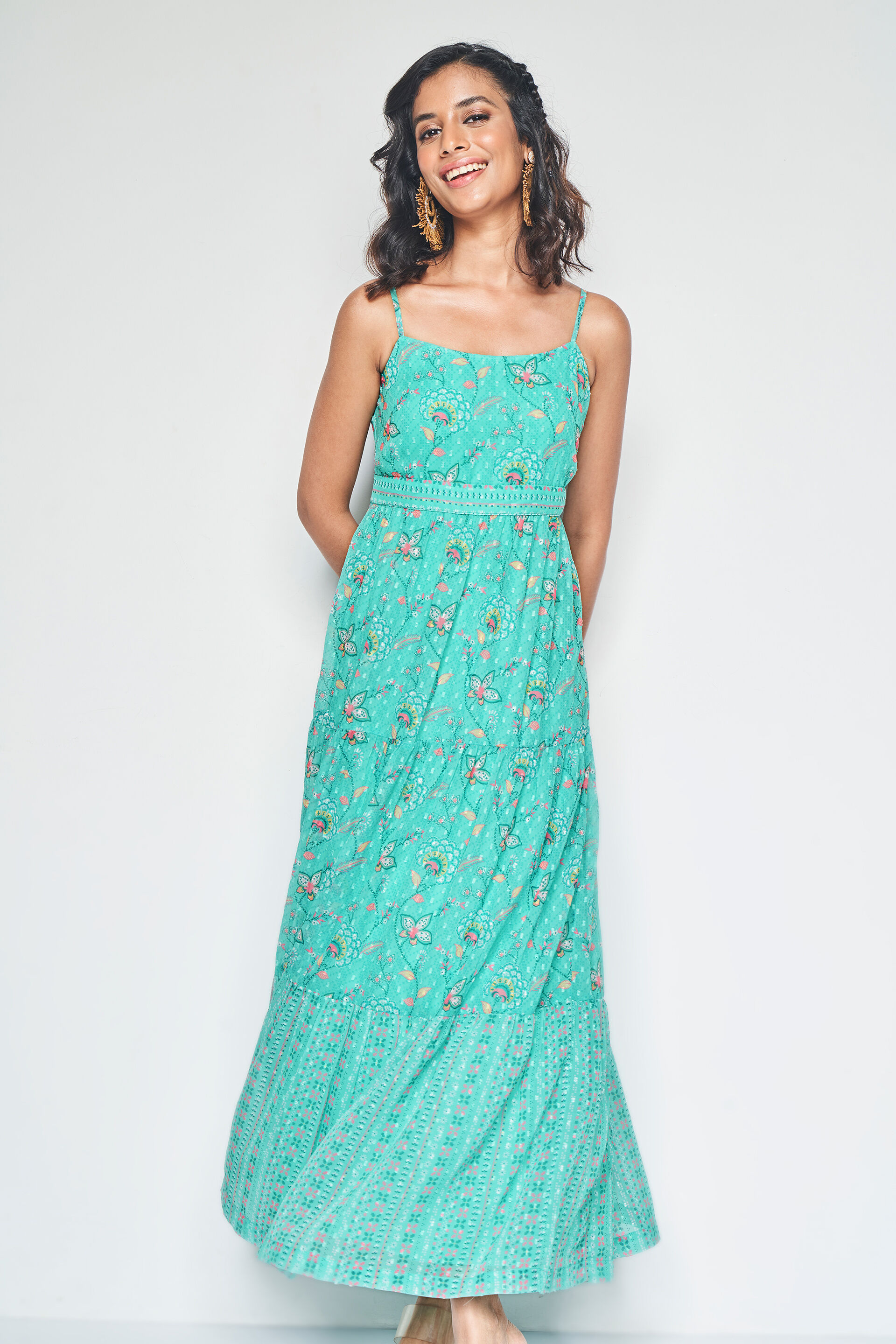 Global desi green maxi dress shop