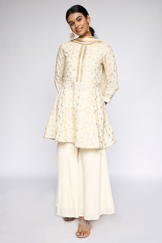 2 - Beige Lace Fit and Flare Suit, image 2