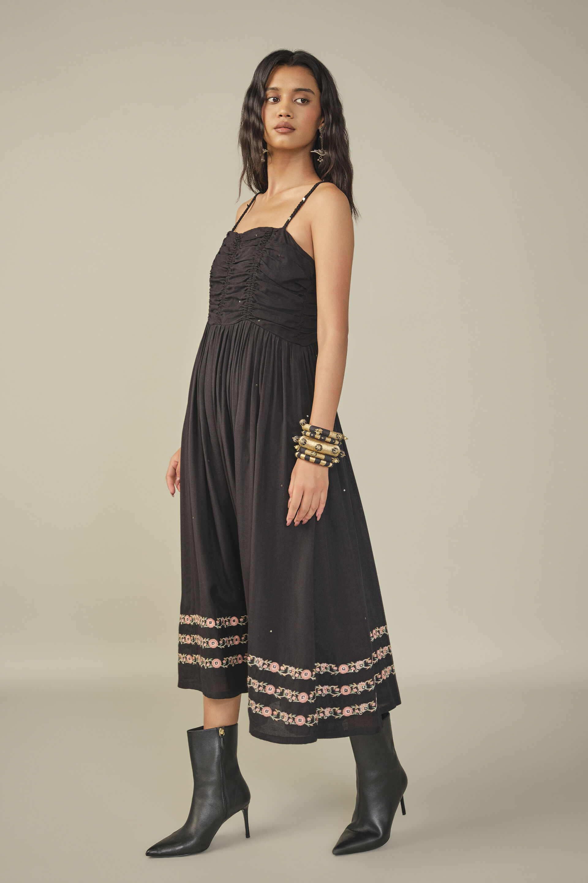 Strappy Midi Dress in Black, Black, image 5