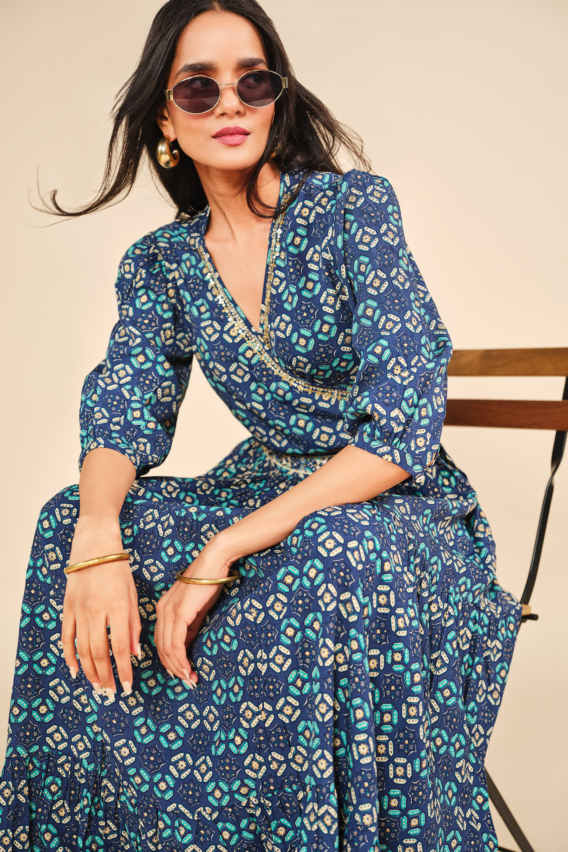 Shaam Suhaana Skirt Set, Blue, image 4