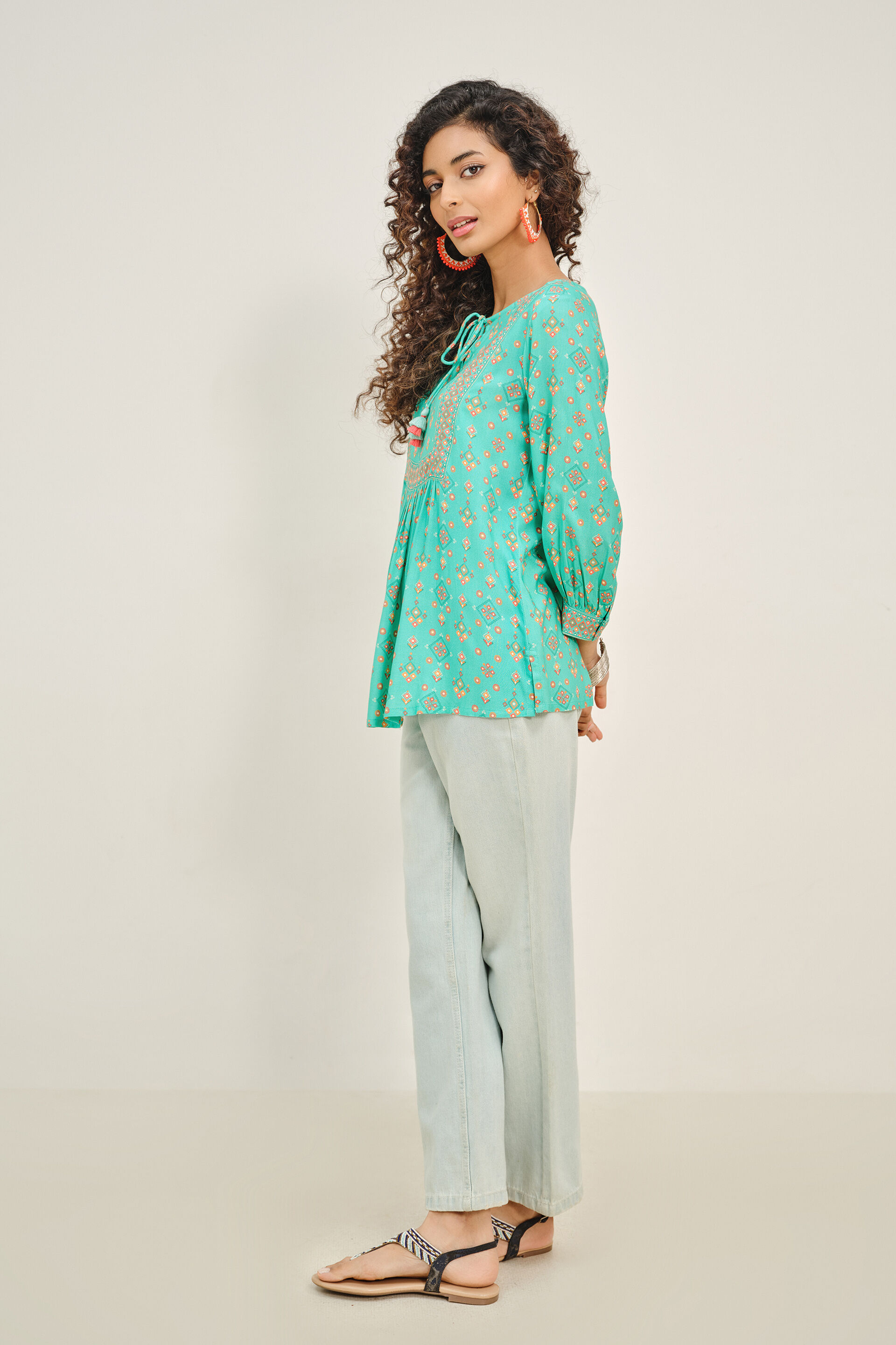 Jalpari Blue Top, Aqua, image 3