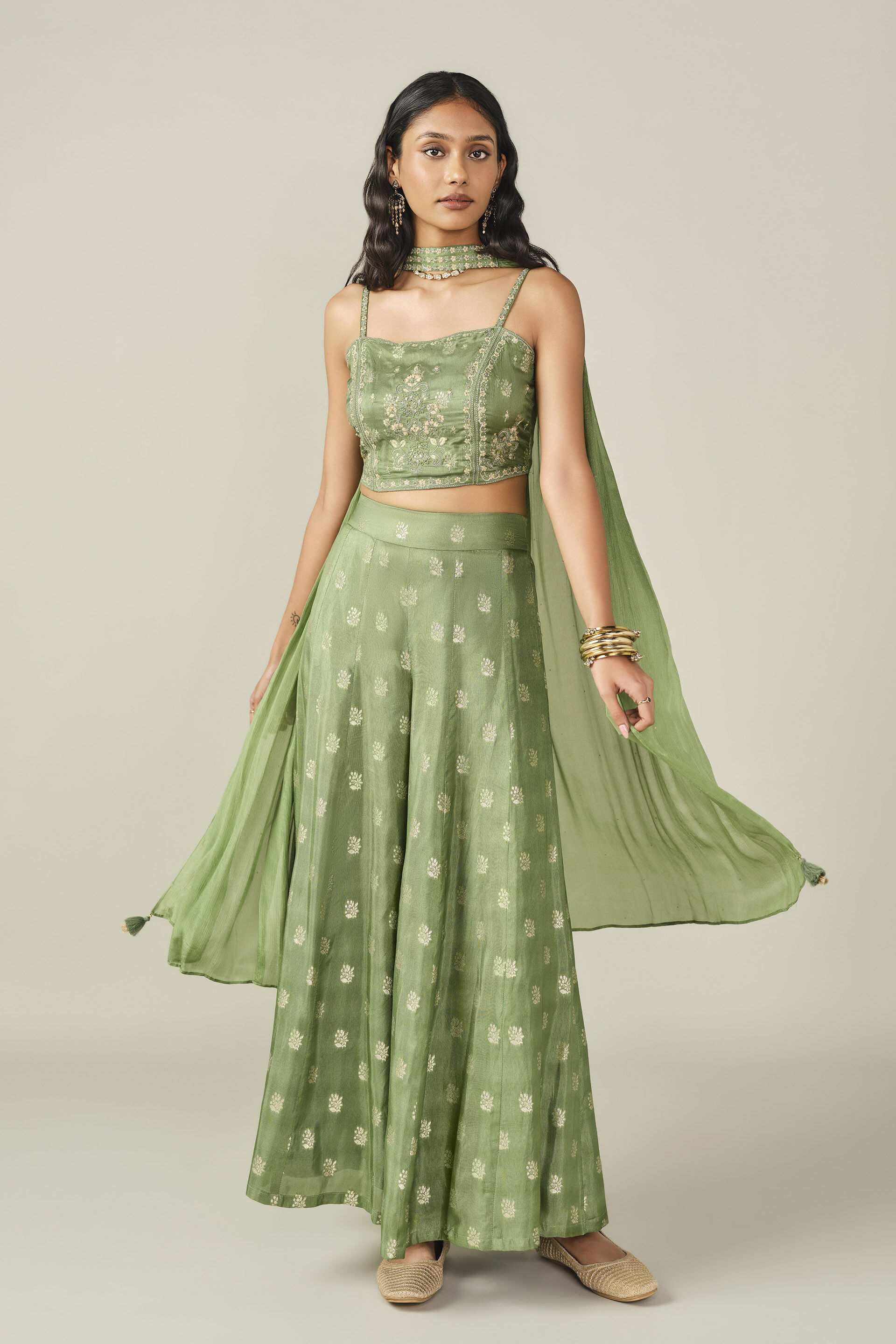 Embroidered Pant Set in Sage, Sage Green, image 5