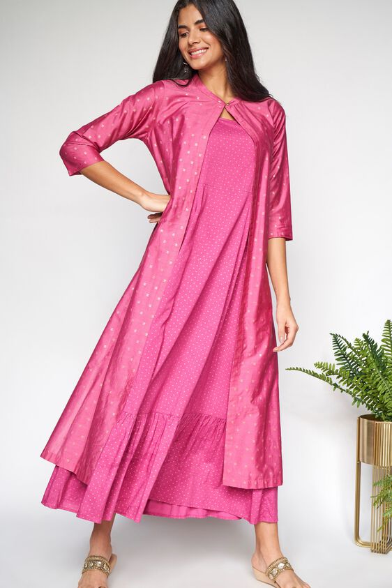 1 - Rose Pink Maxi Layered Kurta Set, image 1