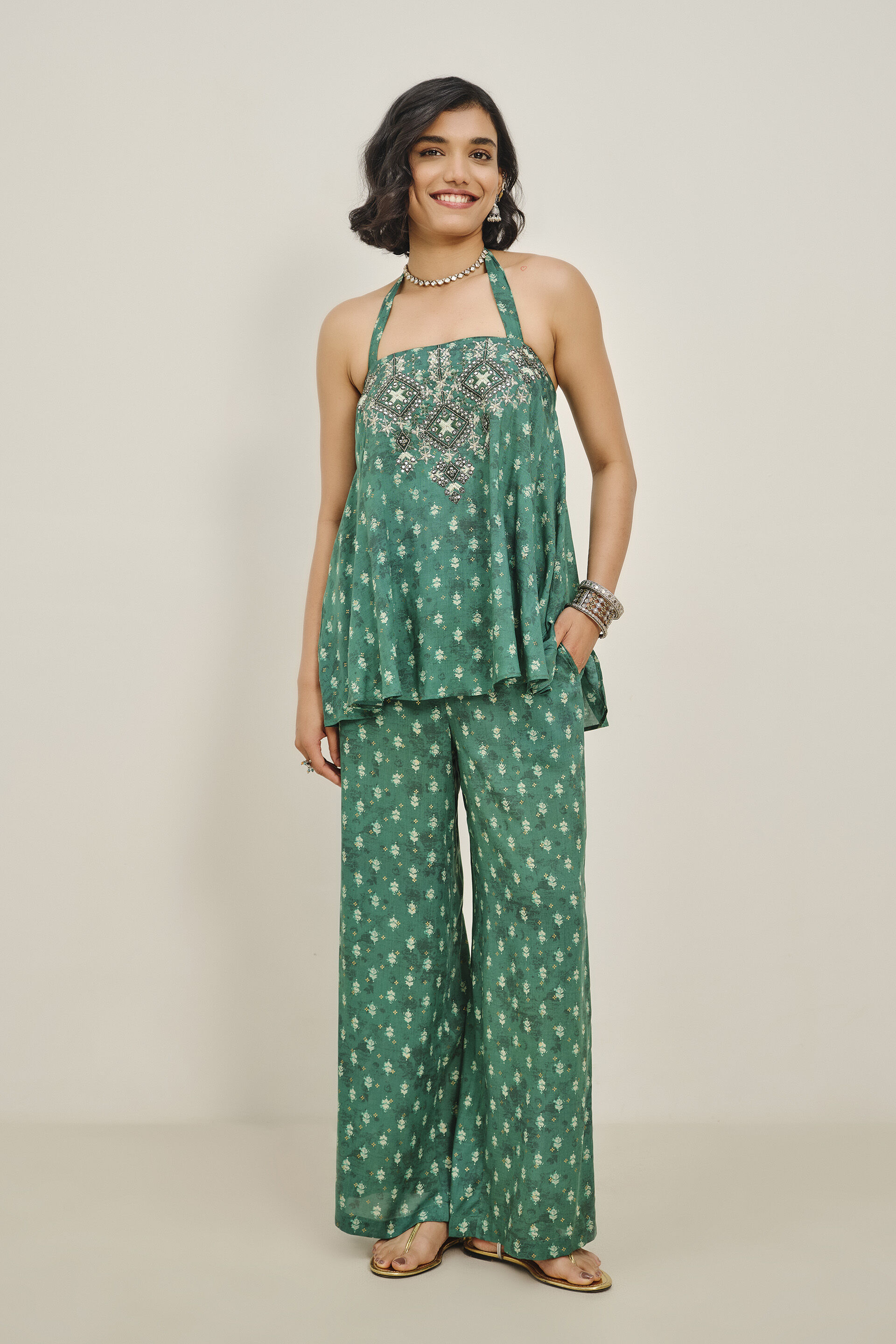 Teal Twinkle Embroidered Co-ord Set, Teal, image 2