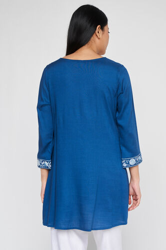 Blue Floral Flared Tunic, Blue, image 4