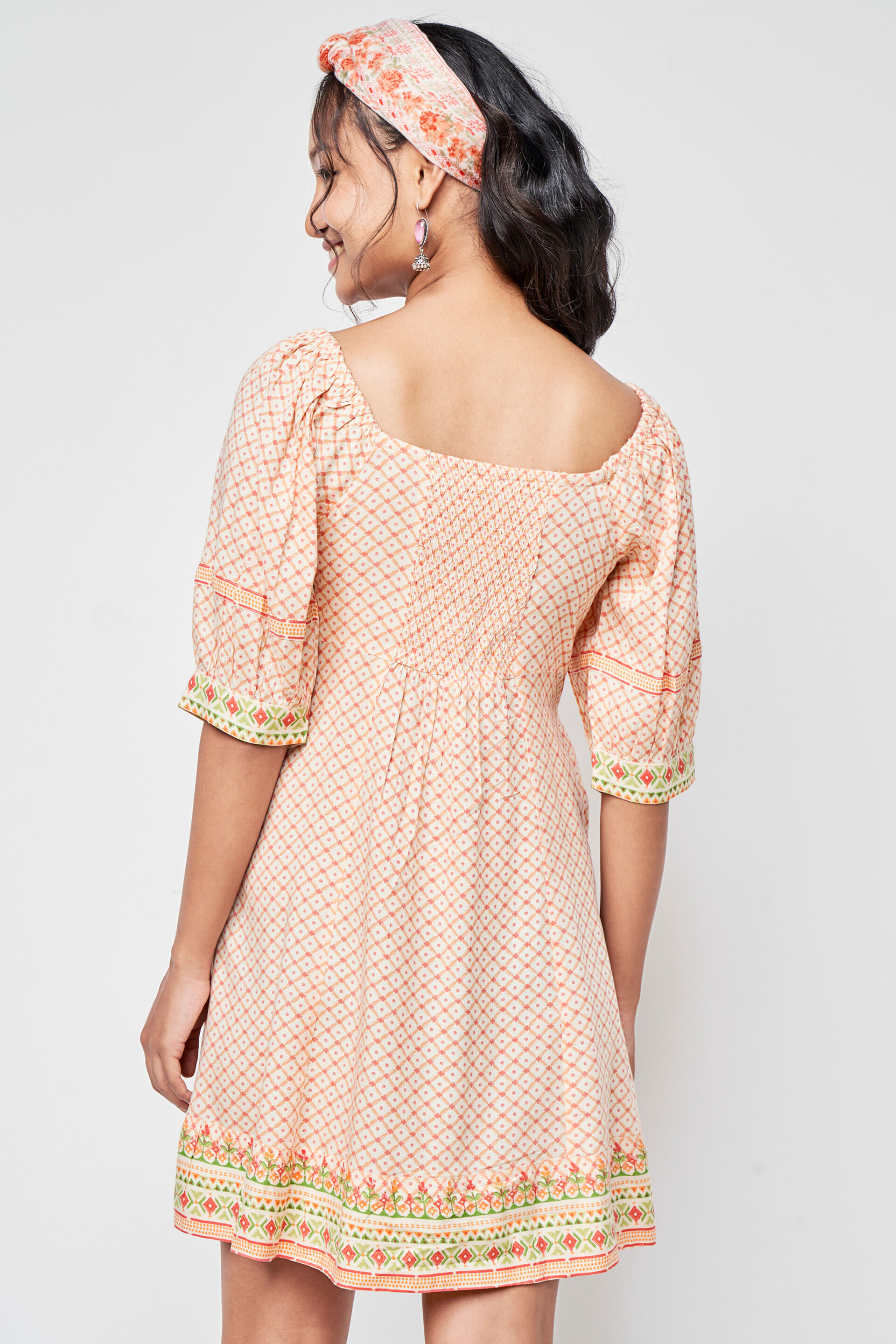 Off White Geometric Flared Dress, Off White, image 7