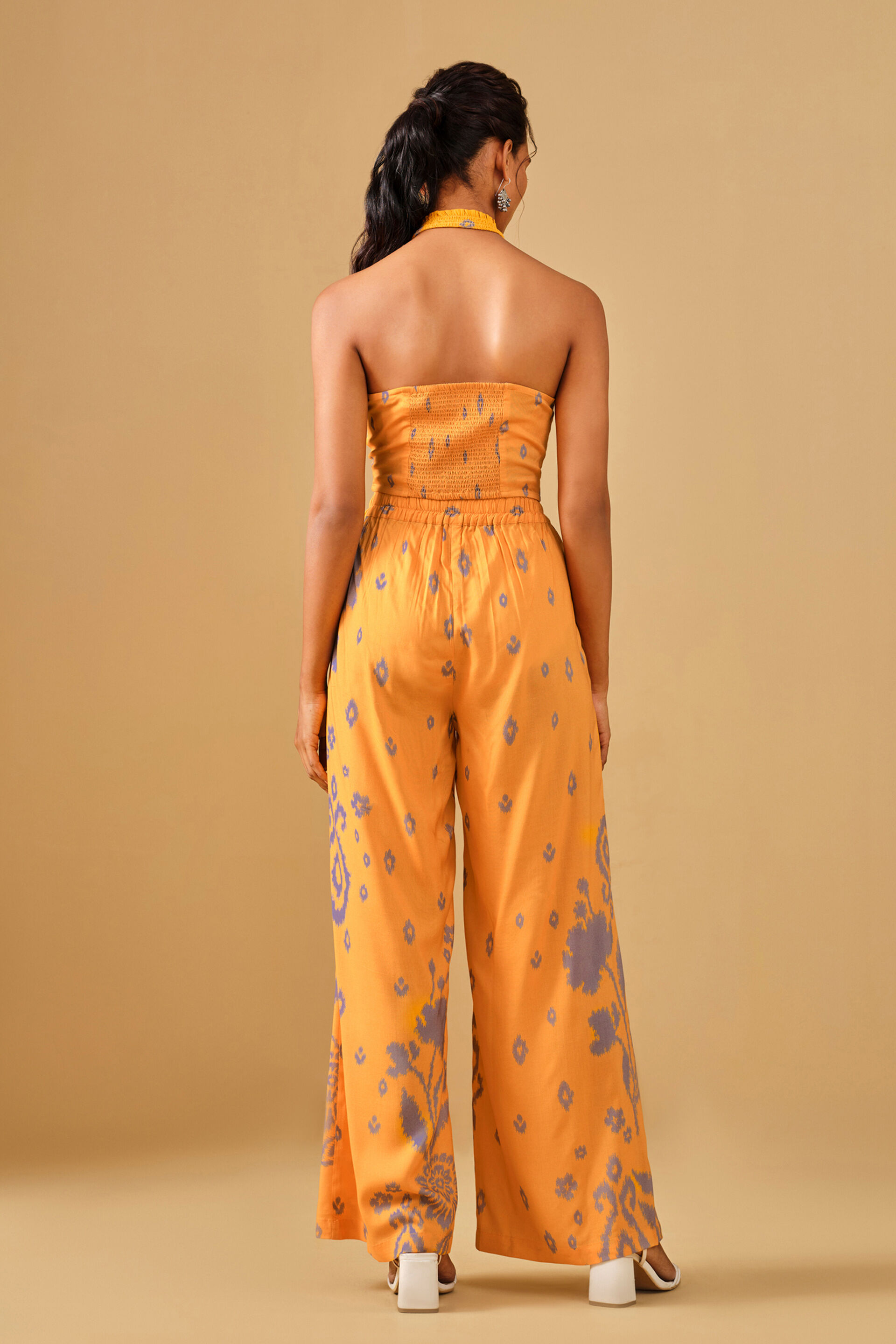 Ikat Inspired Yellow Viscose Co-ord, Mustard, image 4