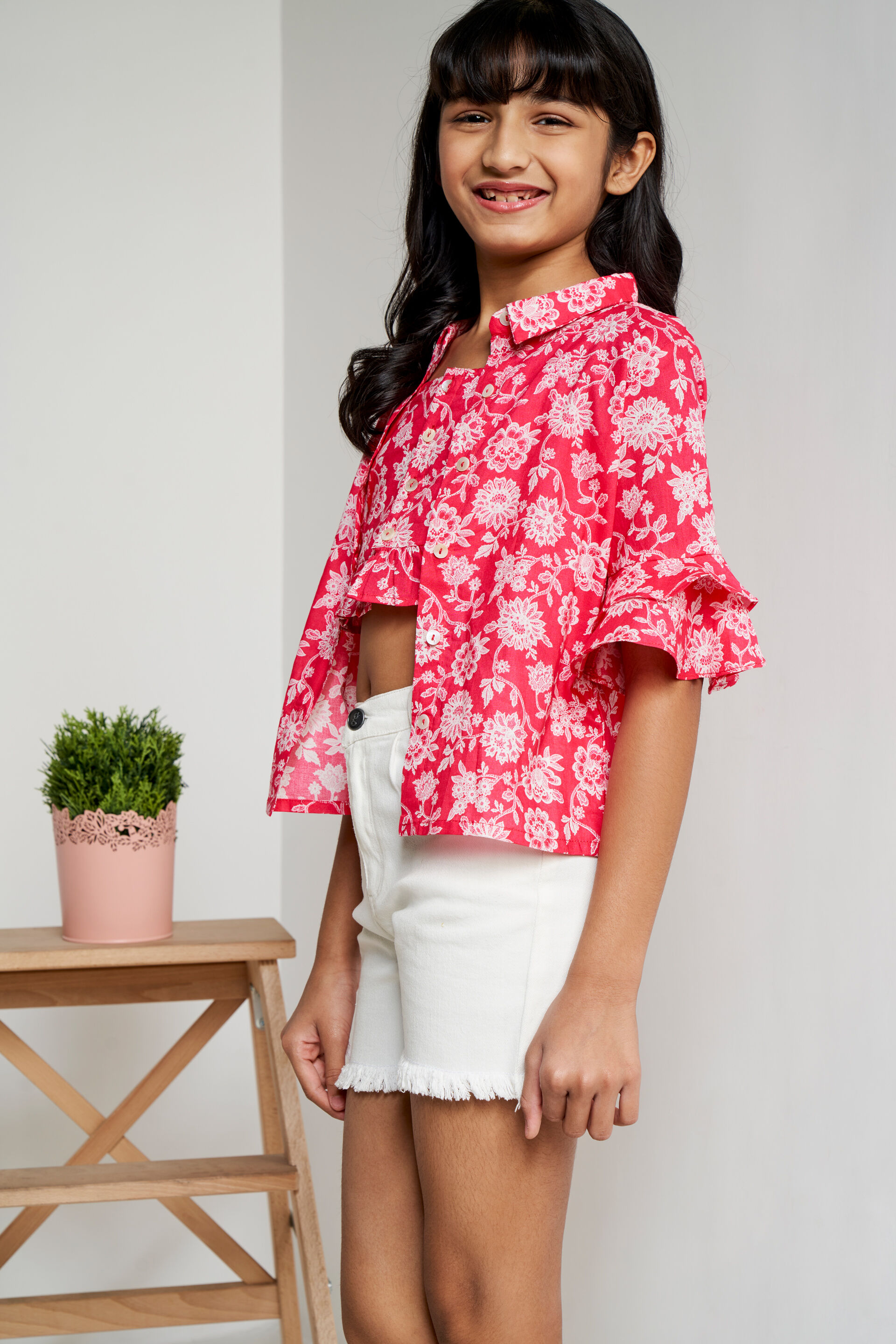 Pink Floral Ruffles Straight Set, Pink, image 5