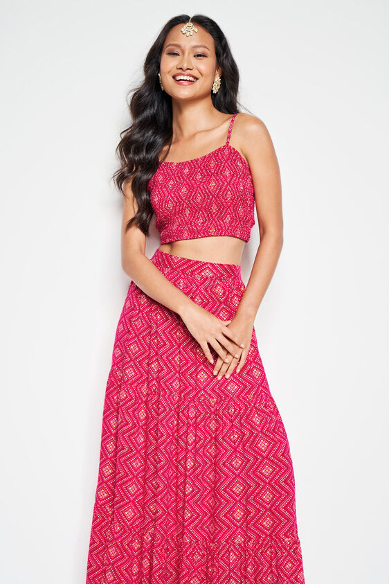 Buy our Pink Geometric Flared Set-2 online from globaldesi.in SC ...