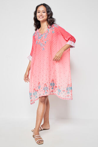 Coral Floral Curved Tunic, Coral, image 3