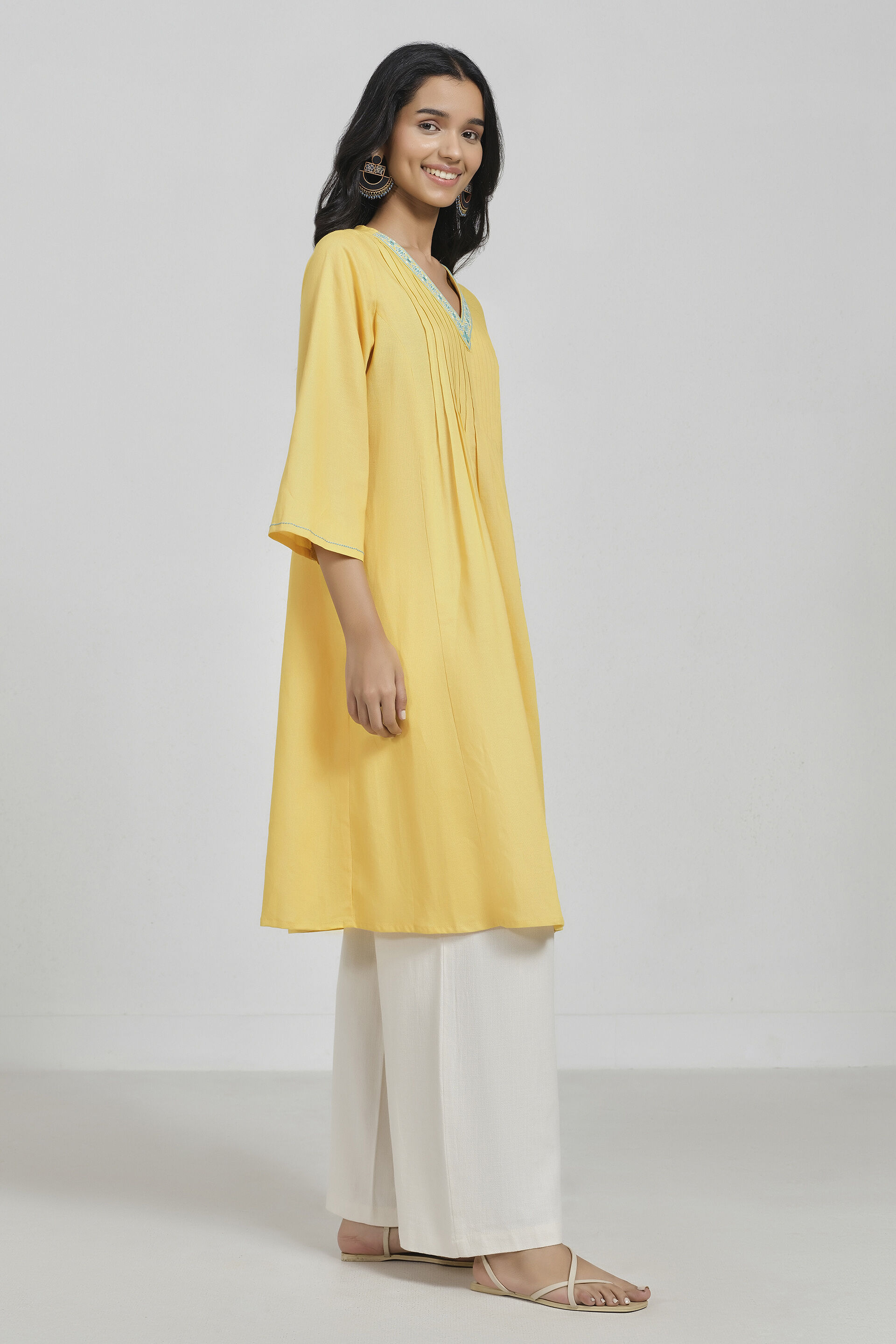 Sunlit Meadow Mustard Kurta, Yellow, image 3