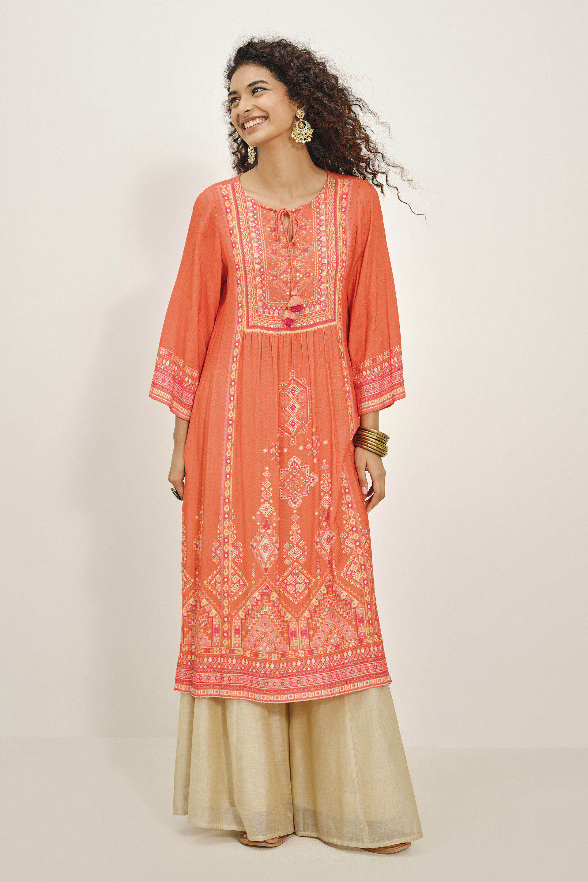 Dhalta Suraj Kurta, Orange, image 2