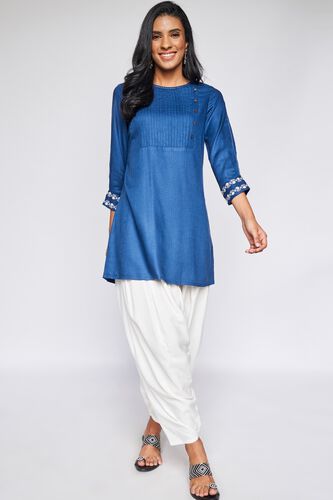 3 - Indigo Solid Straight Tunic, image 3