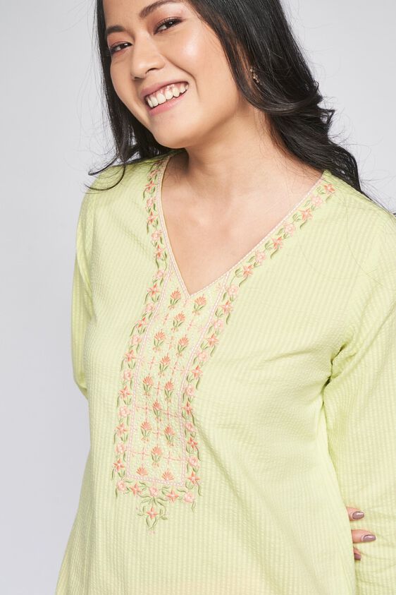 6 - Mint Self Design Straight Kurta, image 6