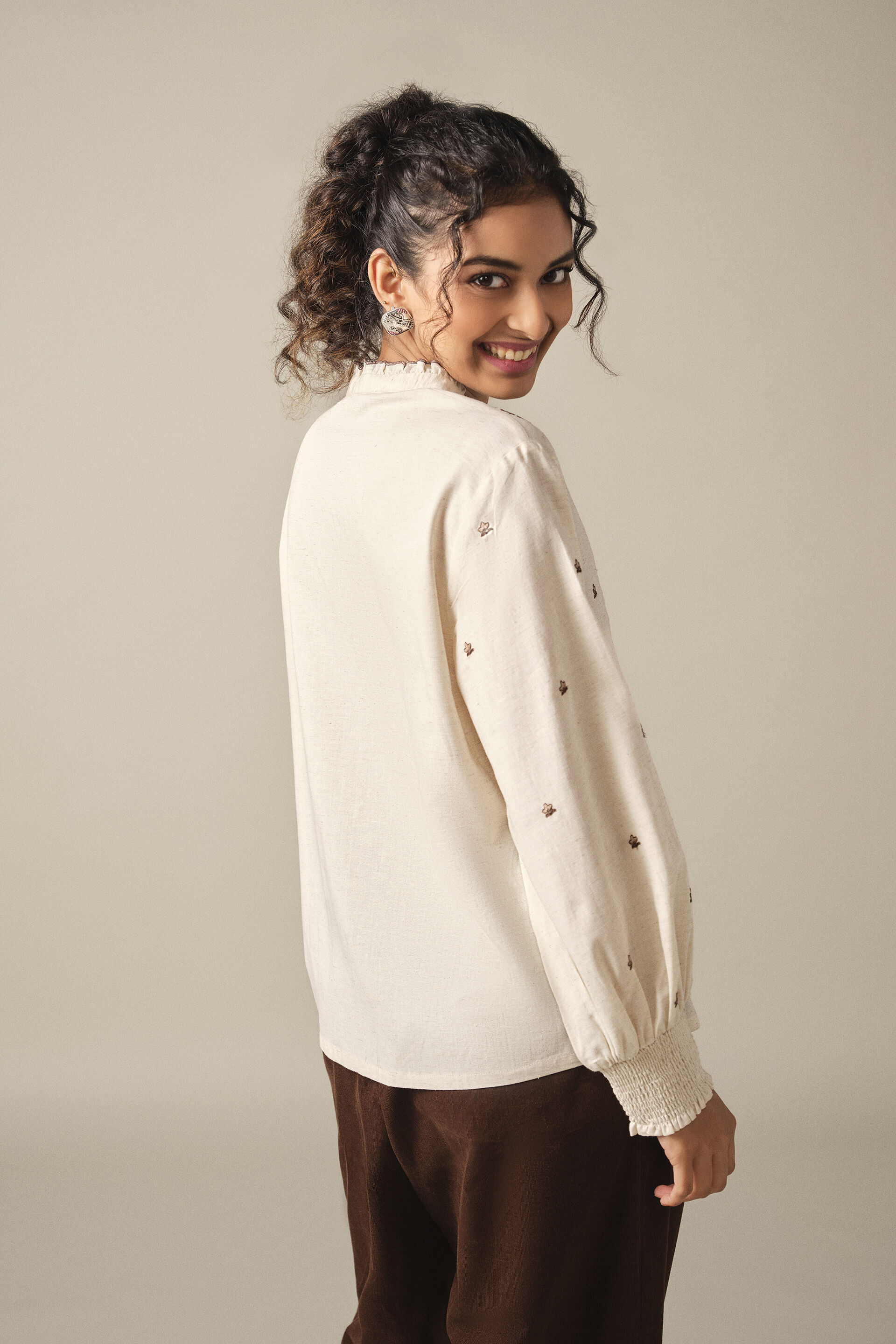 Natural Embroidered Short Top - image 5
