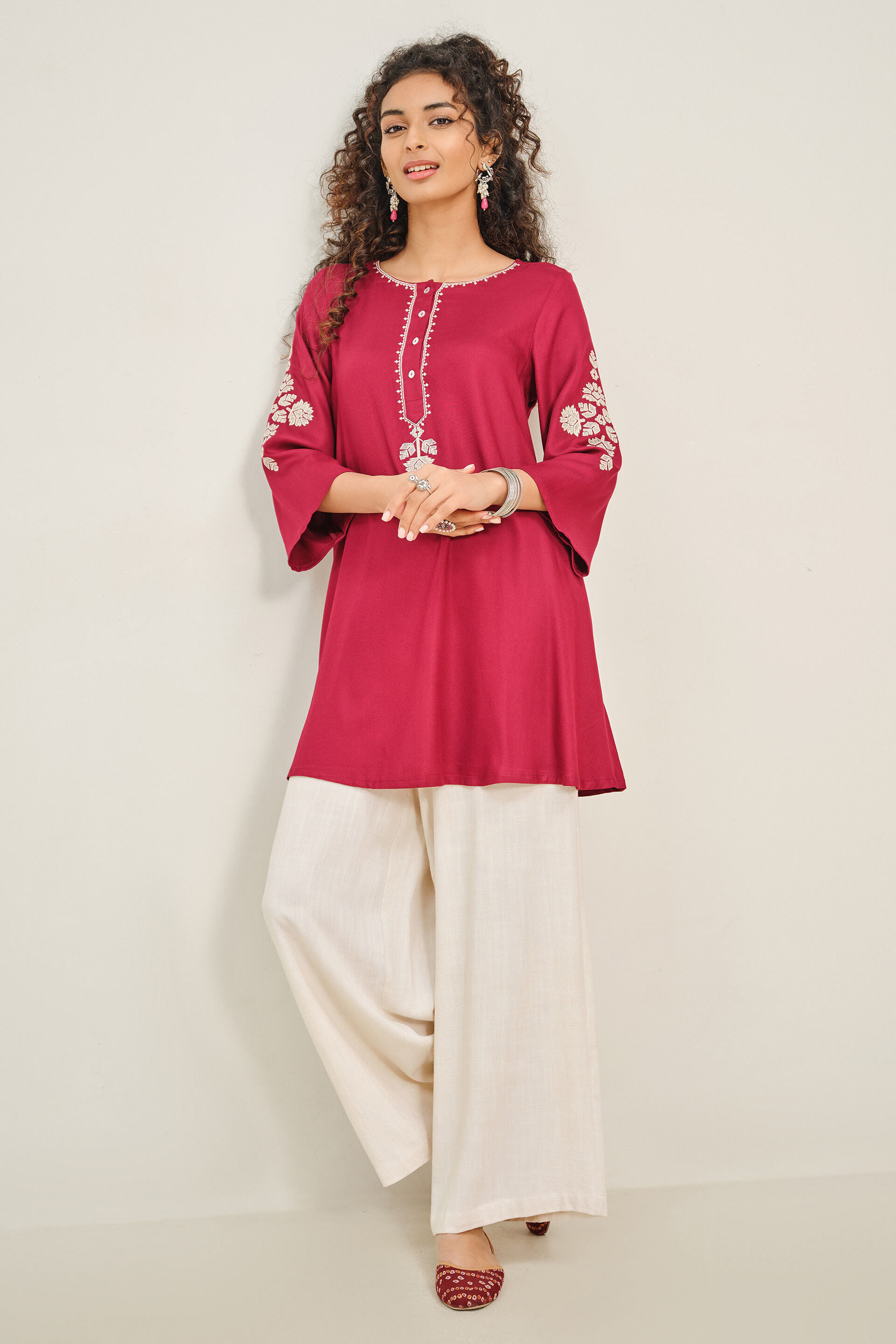 Anar Blossom Tunic, Wine, image 3