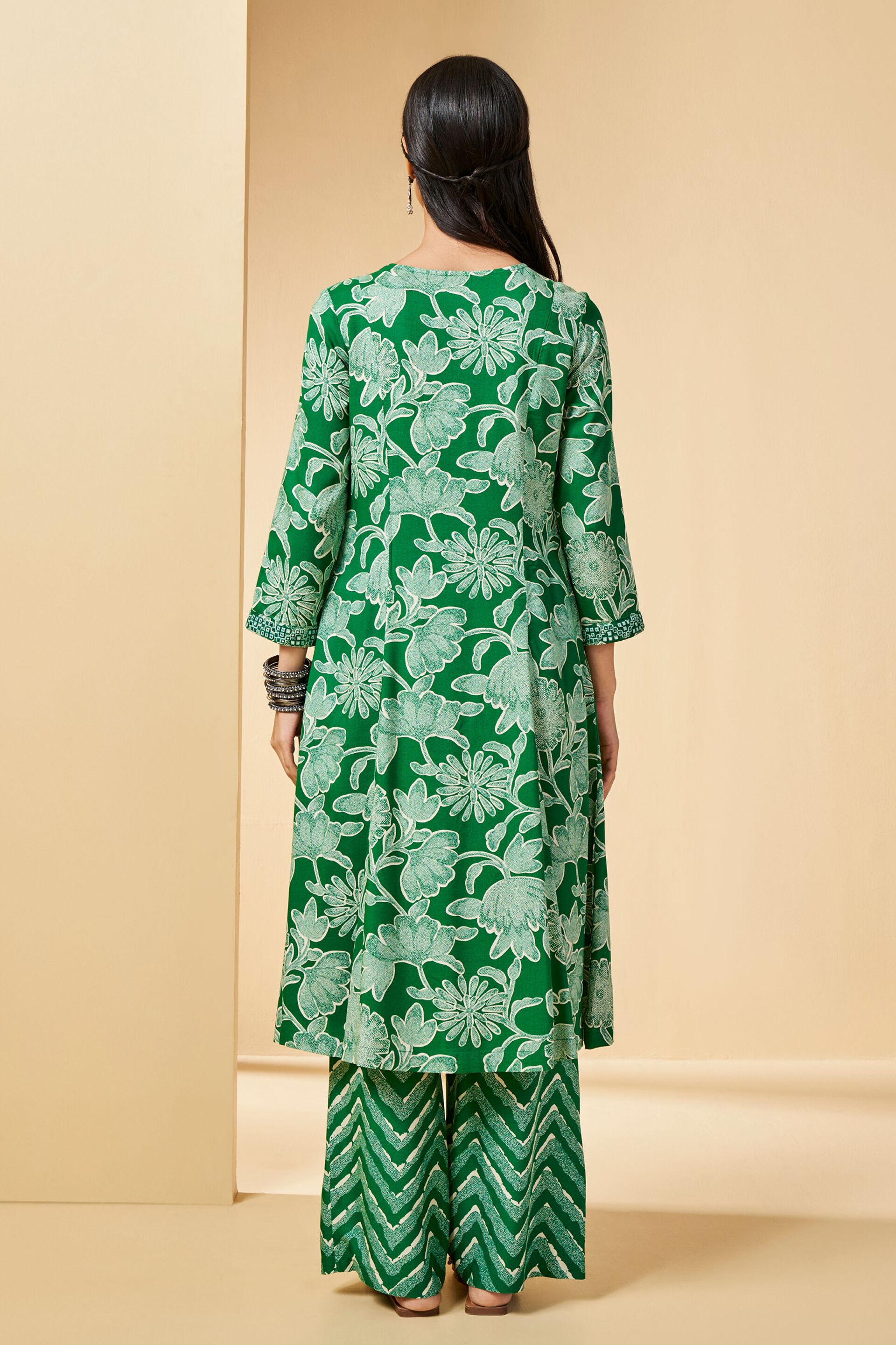 Floral Green Kurta Set, Green, image 6