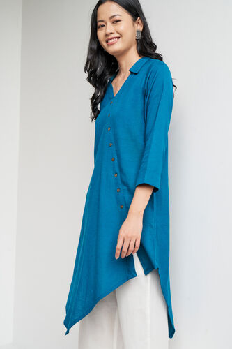 Solid Asymmetric Tunic, Teal, image 5