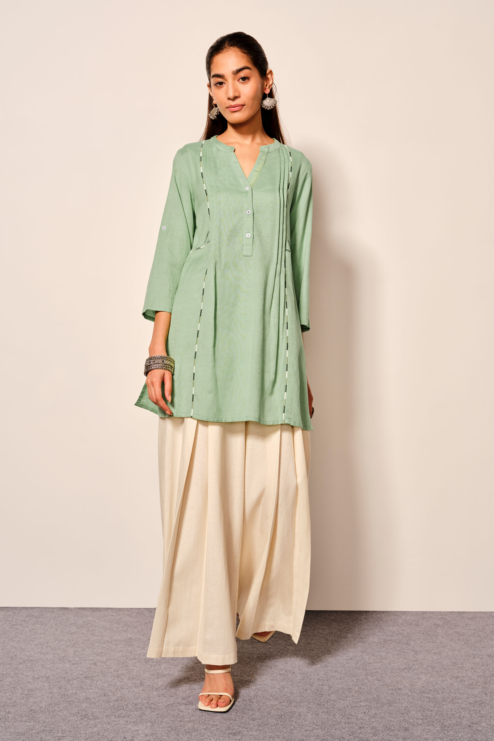 Sage Green Viscose Blend Tunic, Sage Green, image 2