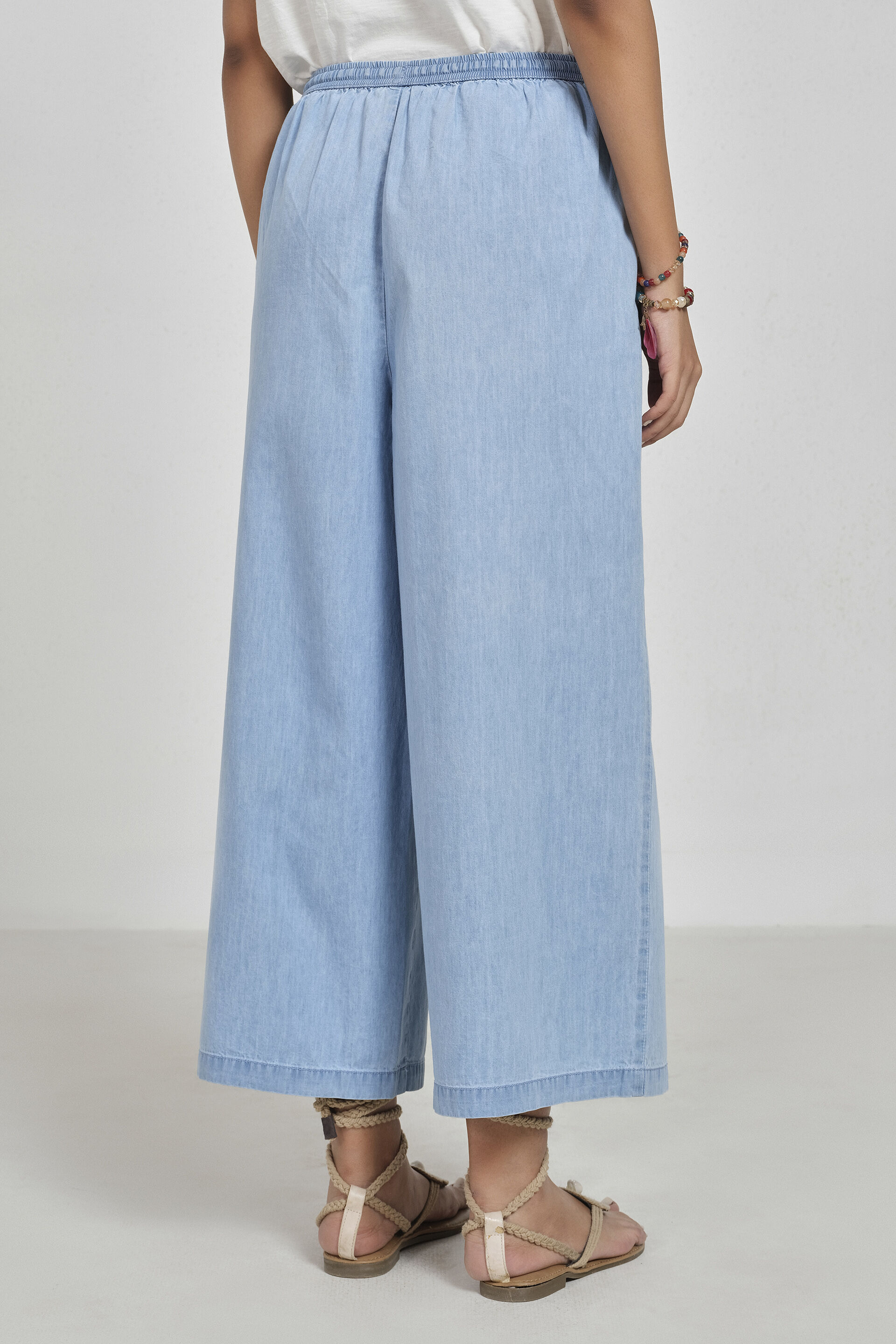 Ink Blue Denim Culottes, Indigo, image 3