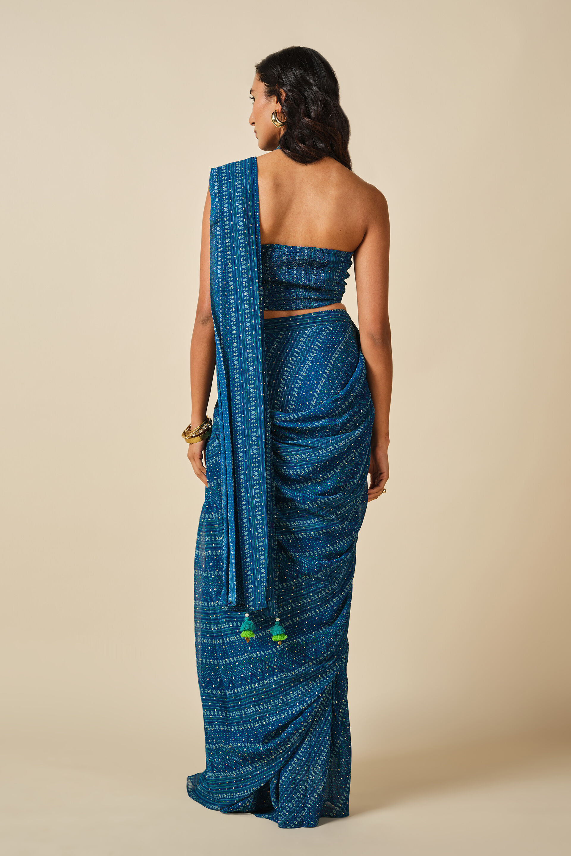 Neela Ambar Pre-draped Saree, Indigo, image 8